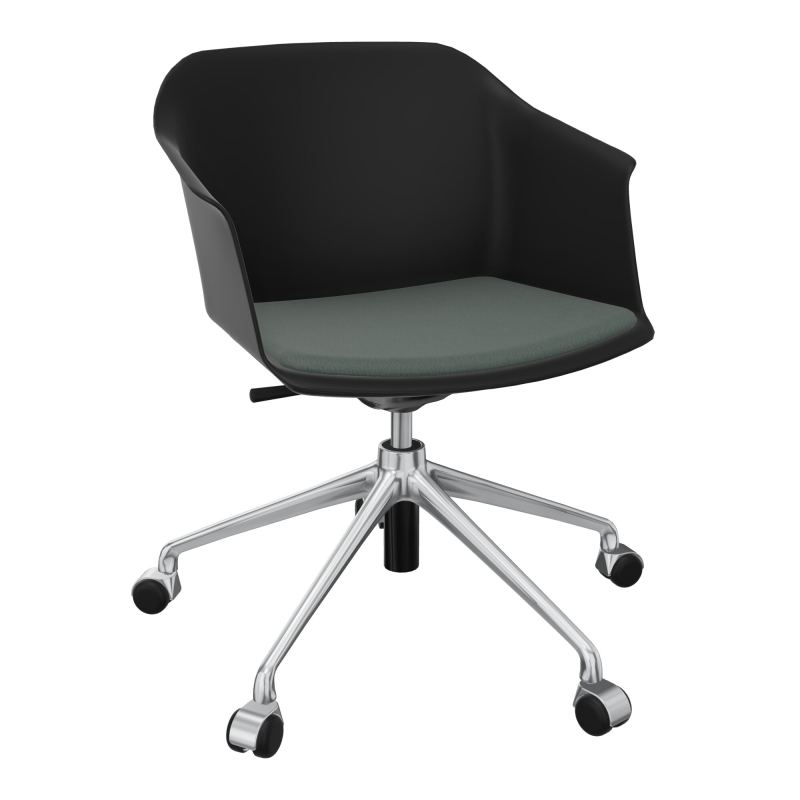 SCOTT FAUTEUIL+PLACET TISSU 5 BRANCHES ROULETTES COQUE POLYPRO OQ SQ CF