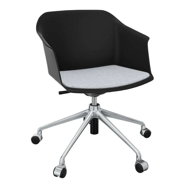SCOTT FAUTEUIL+PLACET TISSU 5 BRANCHES ROULETTES COQUE POLYPRO OQ SQ DA