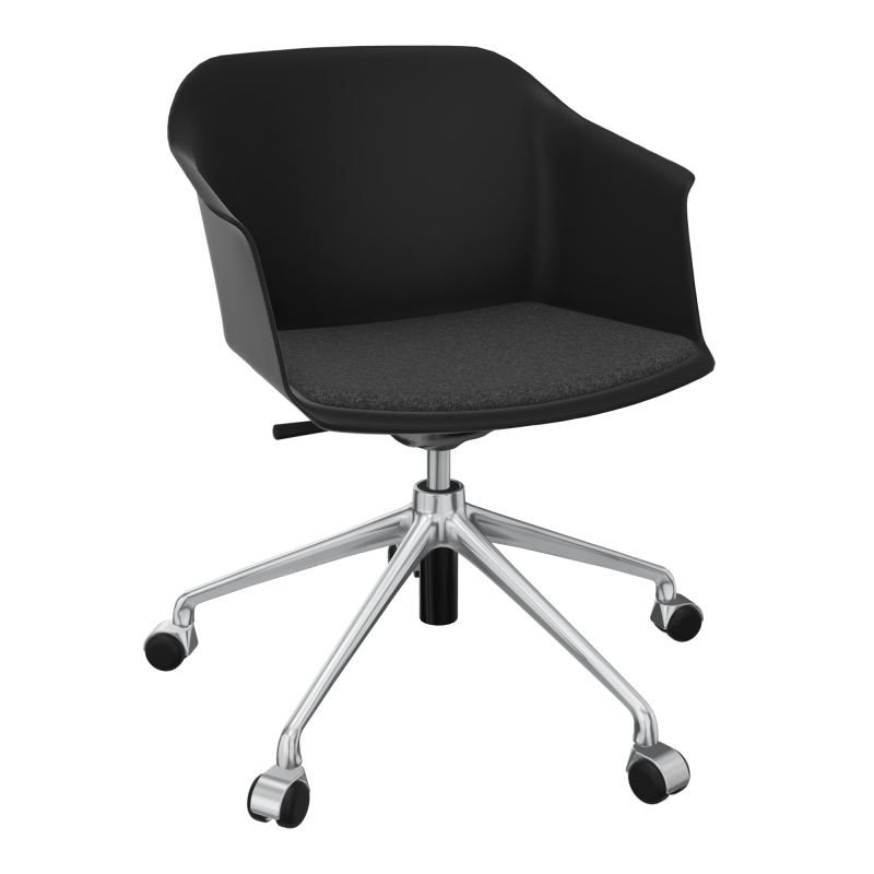 SCOTT FAUTEUIL+PLACET TISSU 5 BRANCHES ROULETTES COQUE POLYPRO OQ SQ DB