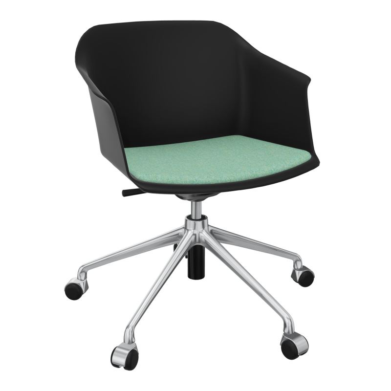 SCOTT FAUTEUIL+PLACET TISSU 5 BRANCHES ROULETTES COQUE POLYPRO OQ SQ DF