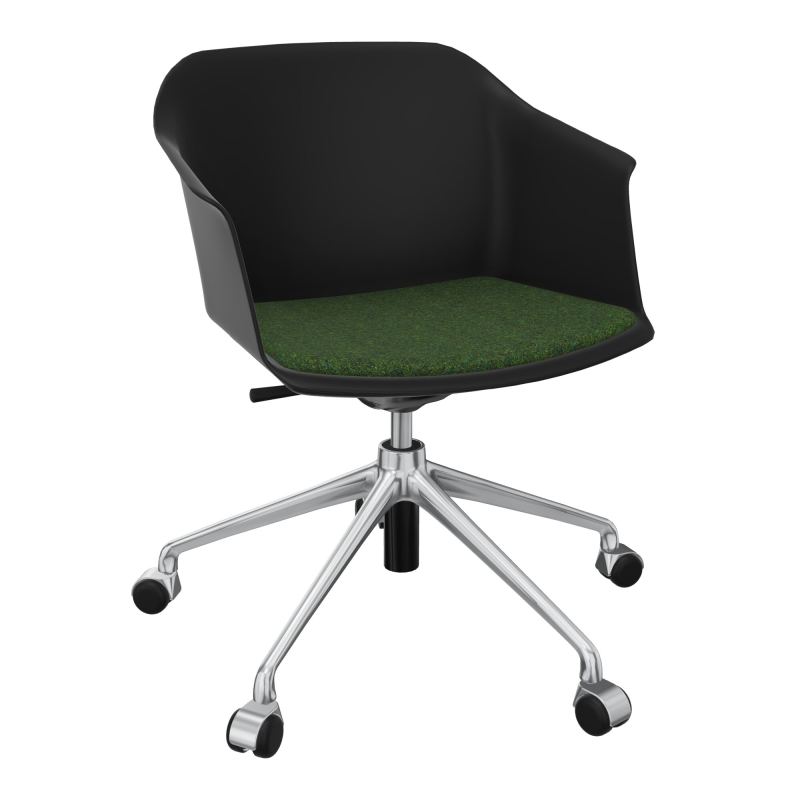 SCOTT FAUTEUIL+PLACET TISSU 5 BRANCHES ROULETTES COQUE POLYPRO OQ SQ DG