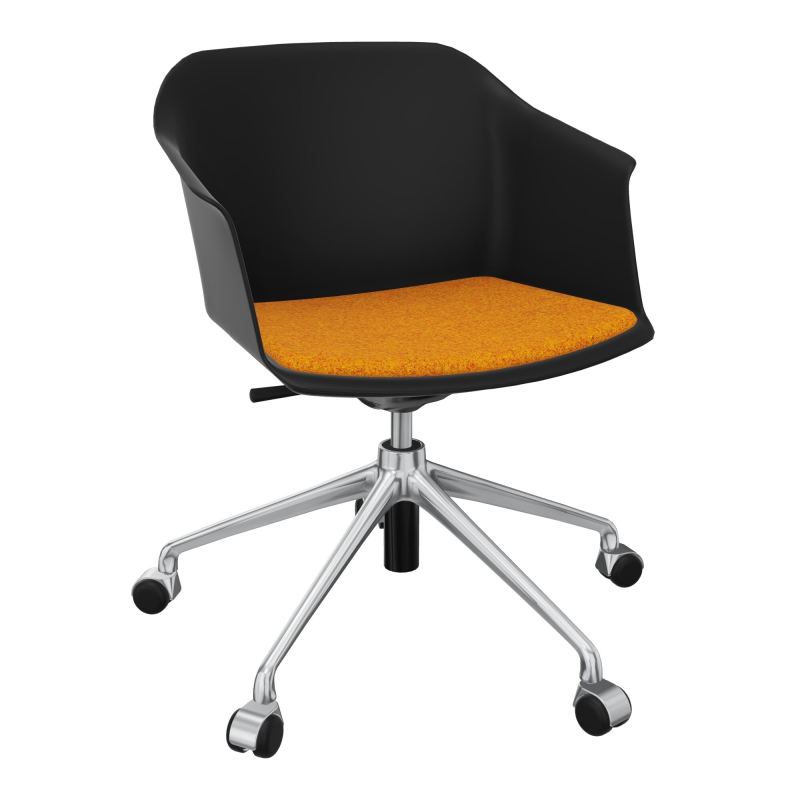 SCOTT FAUTEUIL+PLACET TISSU 5 BRANCHES ROULETTES COQUE POLYPRO OQ SQ DI