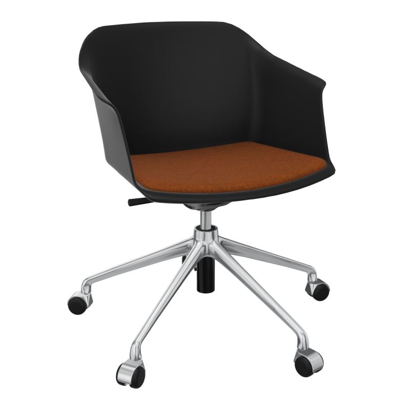 SCOTT FAUTEUIL+PLACET TISSU 5 BRANCHES ROULETTES COQUE POLYPRO OQ SQ DZ