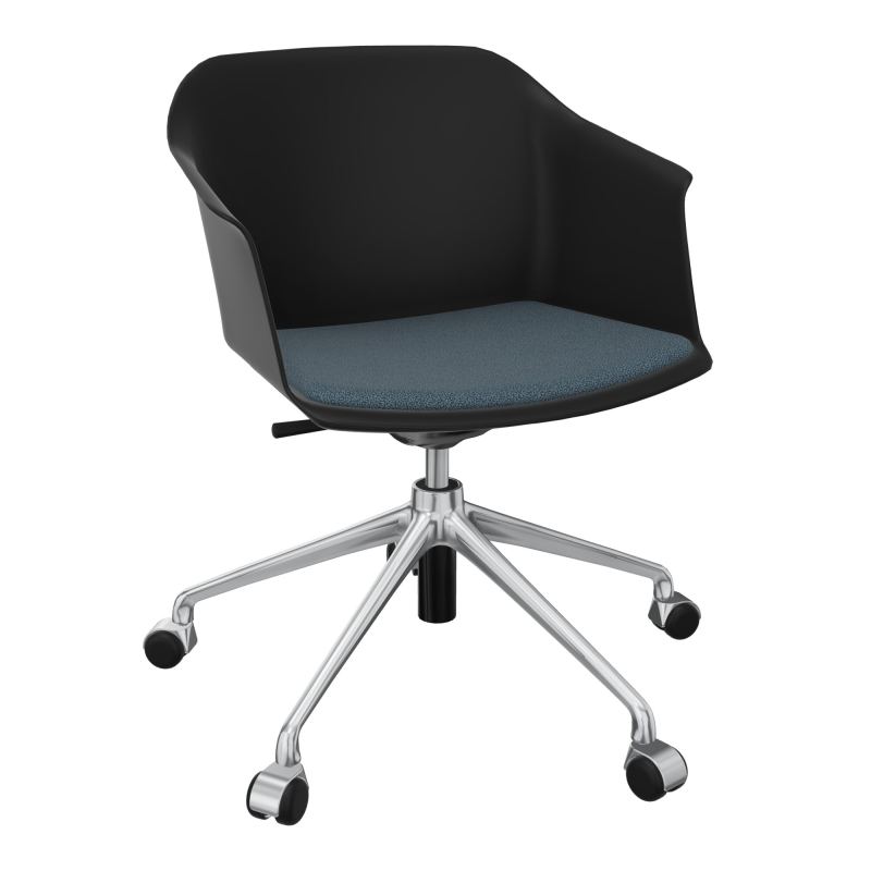 SCOTT FAUTEUIL+PLACET TISSU 5 BRANCHES ROULETTES COQUE POLYPRO OQ SQ KA