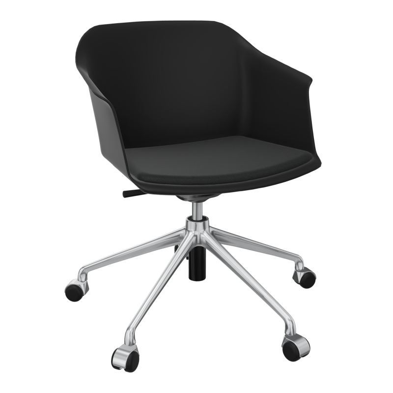 SCOTT FAUTEUIL+PLACET TISSU 5 BRANCHES ROULETTES COQUE POLYPRO OQ SQ KE