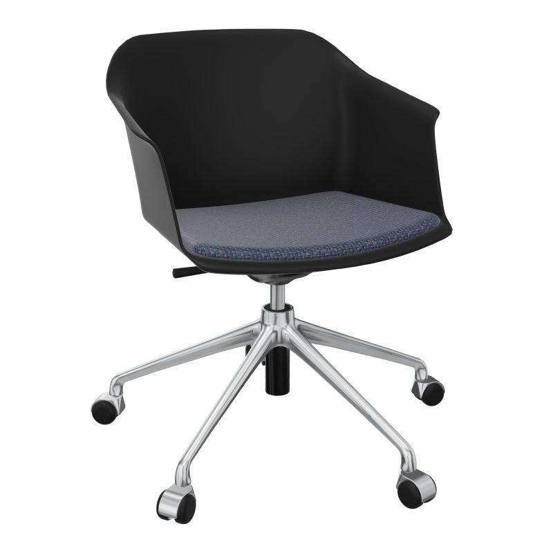 SCOTT FAUTEUIL+PLACET TISSU 5 BRANCHES ROULETTES COQUE POLYPRO    OQ SQ T5