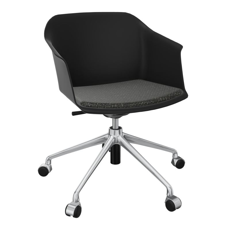 SCOTT FAUTEUIL+PLACET TISSU 5 BRANCHES ROULETTES COQUE POLYPRO    OQ SQ T9