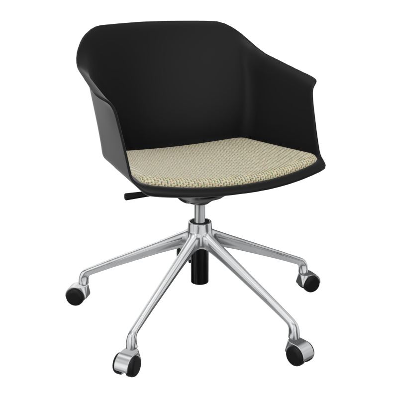 SCOTT FAUTEUIL+PLACET TISSU 5 BRANCHES ROULETTES COQUE POLYPRO    OQ SQ TZ