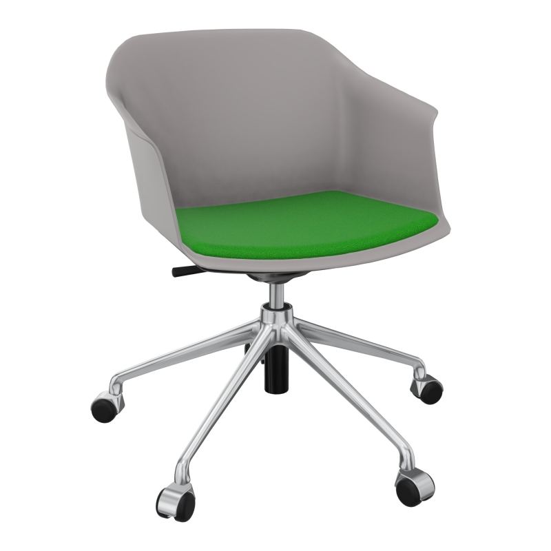SCOTT FAUTEUIL+PLACET TISSU 5 BRANCHES ROULETTES COQUE POLYPRO OZ SQ A1