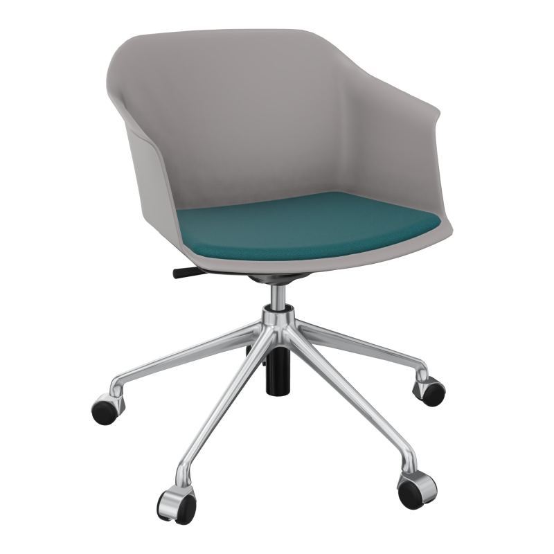 SCOTT FAUTEUIL+PLACET TISSU 5 BRANCHES ROULETTES COQUE POLYPRO OZ SQ A4