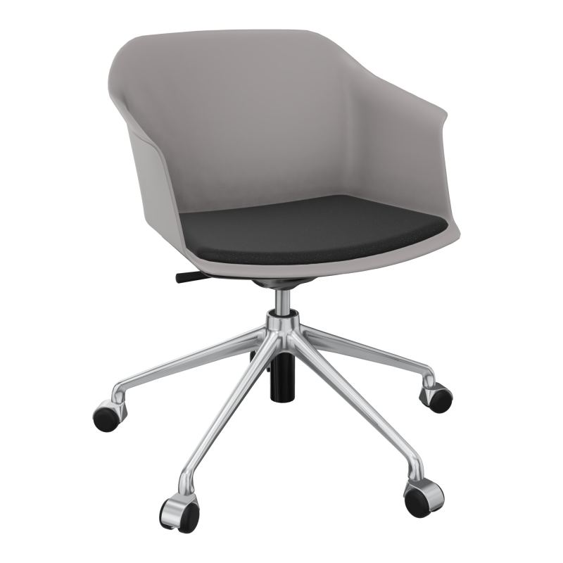 SCOTT FAUTEUIL+PLACET TISSU 5 BRANCHES ROULETTES COQUE POLYPRO OZ SQ A6