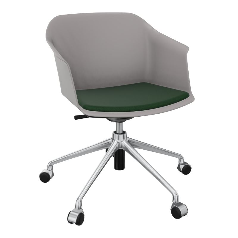 SCOTT FAUTEUIL+PLACET TISSU 5 BRANCHES ROULETTES COQUE POLYPRO OZ SQ A9
