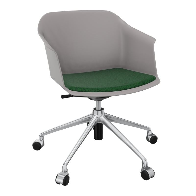 SCOTT FAUTEUIL+PLACET TISSU 5 BRANCHES ROULETTES COQUE POLYPRO OZ SQ B2