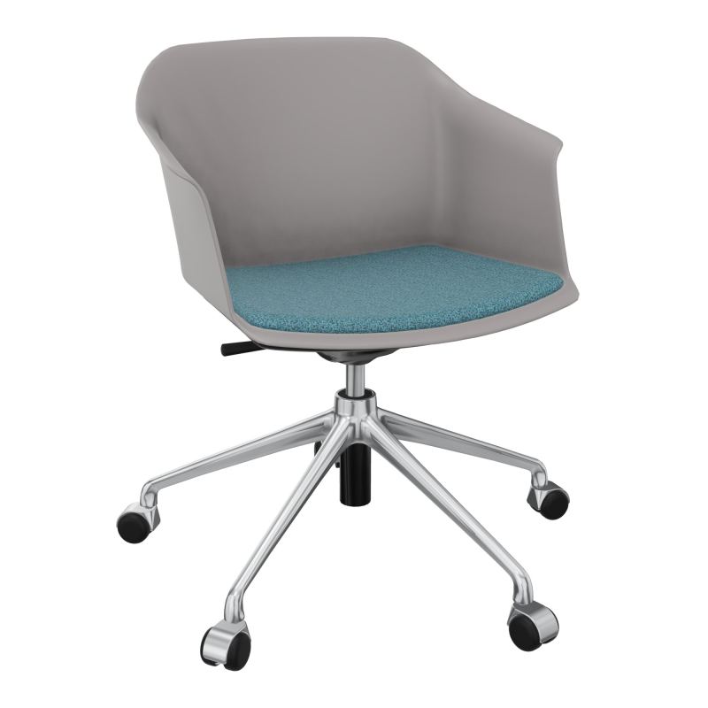 SCOTT FAUTEUIL+PLACET TISSU 5 BRANCHES ROULETTES COQUE POLYPRO OZ SQ B4