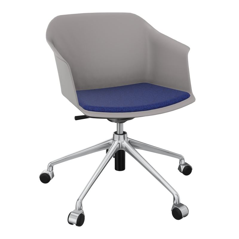 SCOTT FAUTEUIL+PLACET TISSU 5 BRANCHES ROULETTES COQUE POLYPRO OZ SQ B6