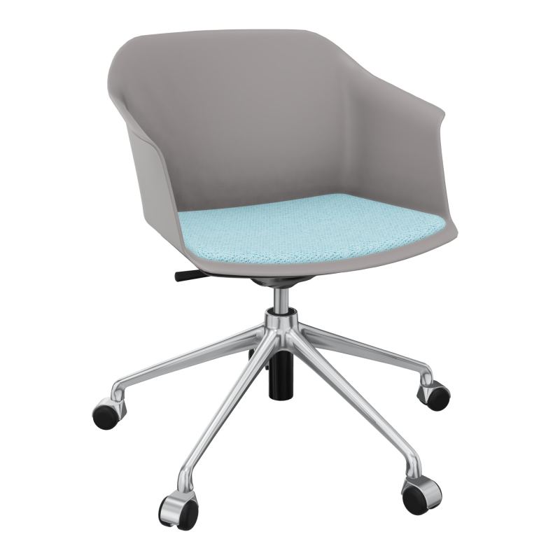 SCOTT FAUTEUIL+PLACET TISSU 5 BRANCHES ROULETTES COQUE POLYPRO OZ SQ BF