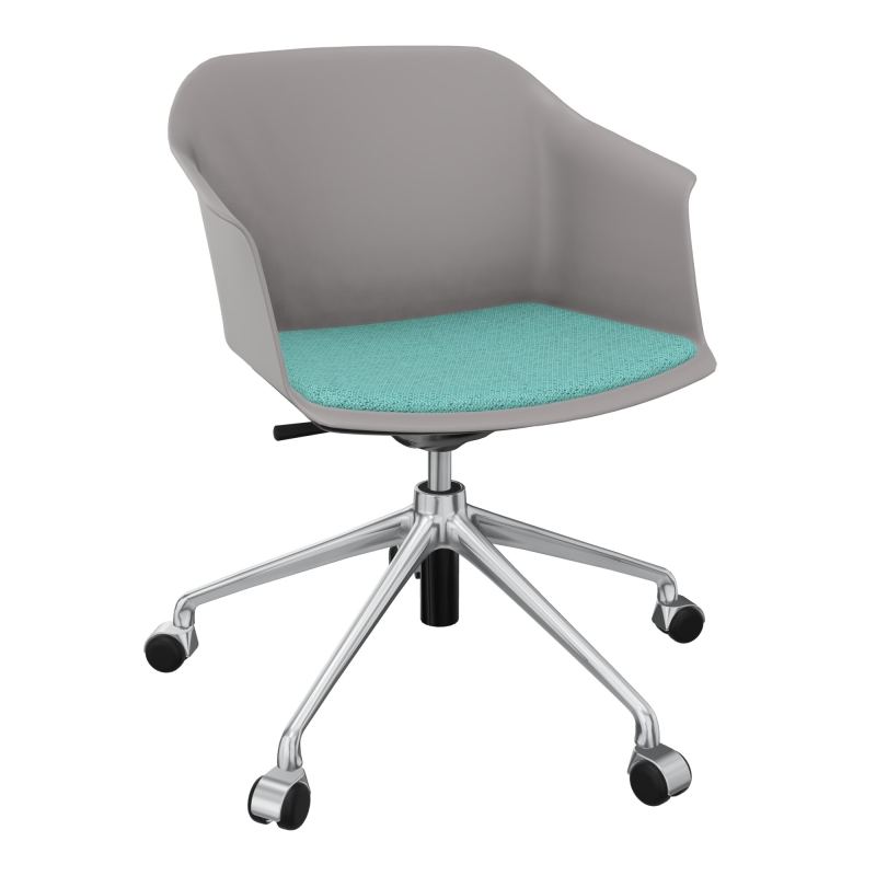 SCOTT FAUTEUIL+PLACET TISSU 5 BRANCHES ROULETTES COQUE POLYPRO OZ SQ BG
