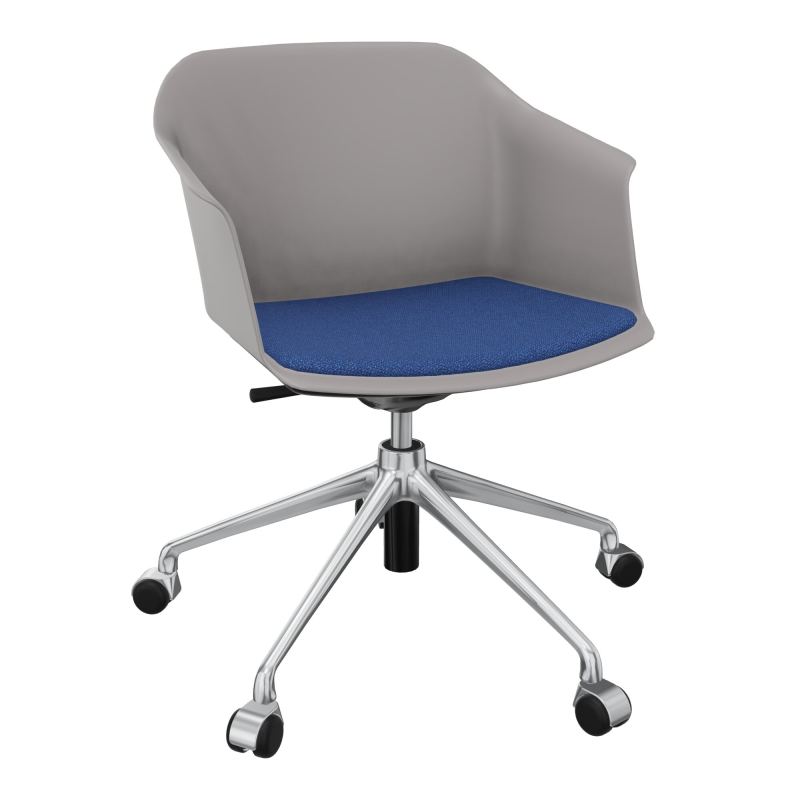SCOTT FAUTEUIL+PLACET TISSU 5 BRANCHES ROULETTES COQUE POLYPRO OZ SQ BH