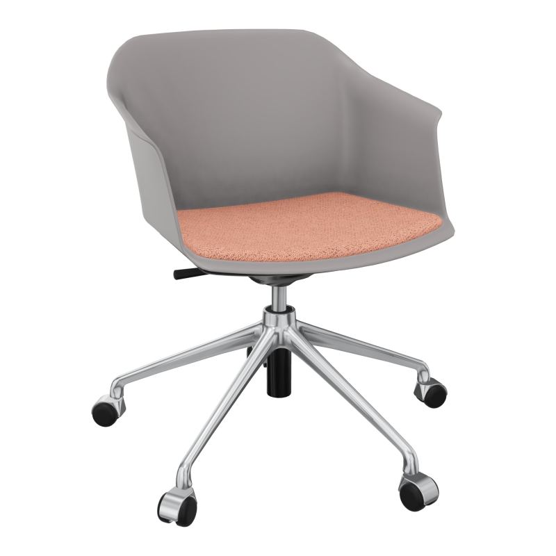 SCOTT FAUTEUIL+PLACET TISSU 5 BRANCHES ROULETTES COQUE POLYPRO OZ SQ BL