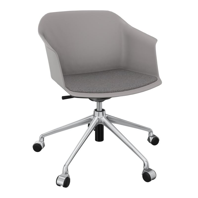 SCOTT FAUTEUIL+PLACET TISSU 5 BRANCHES ROULETTES COQUE POLYPRO OZ SQ BN