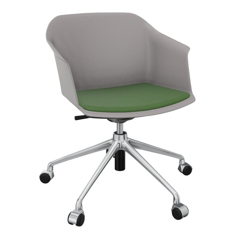 SCOTT FAUTEUIL+PLACET TISSU 5 BRANCHES ROULETTES COQUE POLYPRO OZ SQ CE