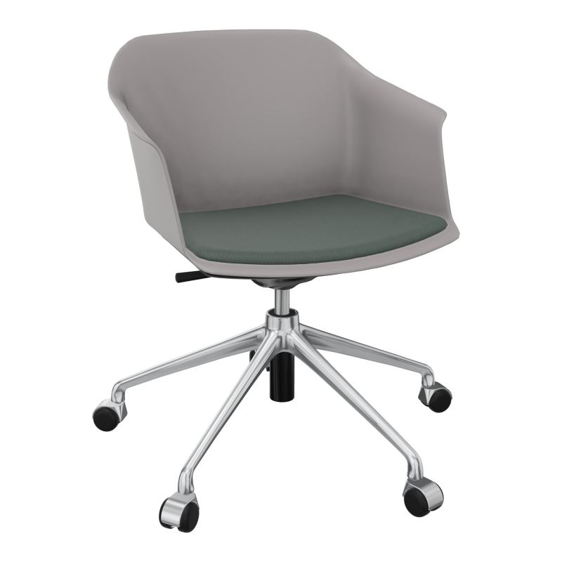 SCOTT FAUTEUIL+PLACET TISSU 5 BRANCHES ROULETTES COQUE POLYPRO OZ SQ CF