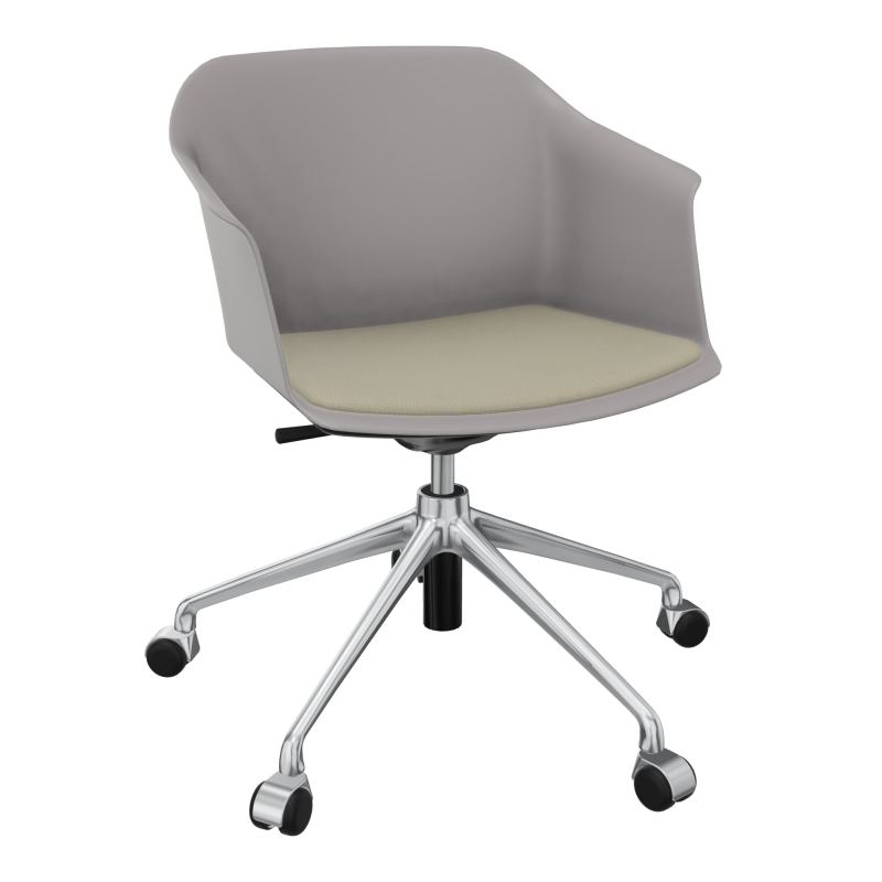 SCOTT FAUTEUIL+PLACET TISSU 5 BRANCHES ROULETTES COQUE POLYPRO OZ SQ CG