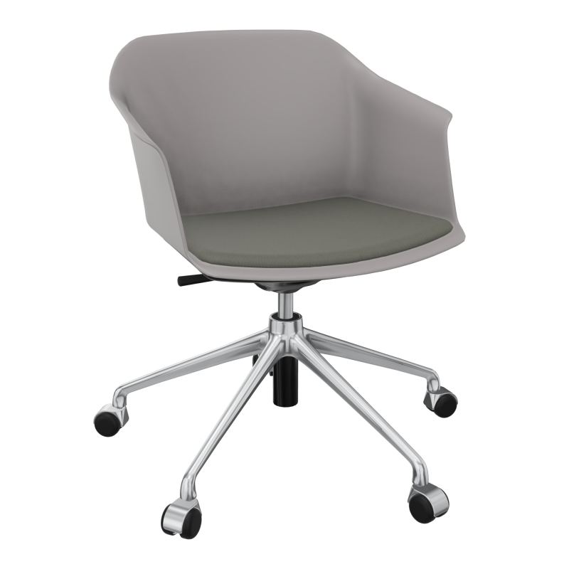SCOTT FAUTEUIL+PLACET TISSU 5 BRANCHES ROULETTES COQUE POLYPRO OZ SQ CH