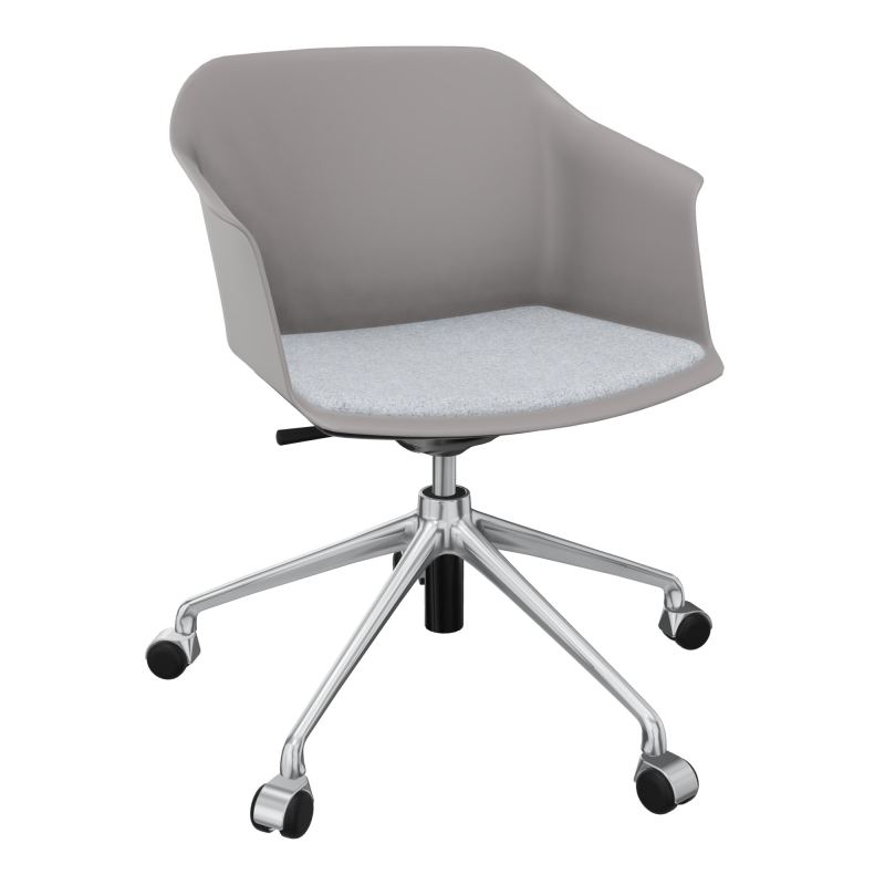 SCOTT FAUTEUIL+PLACET TISSU 5 BRANCHES ROULETTES COQUE POLYPRO OZ SQ DA