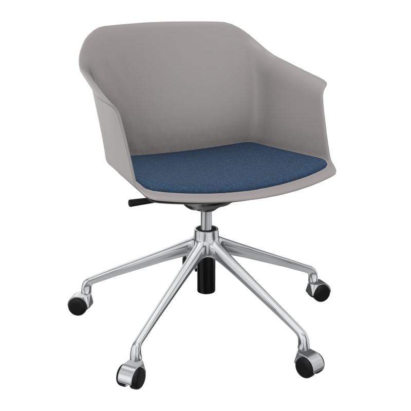 SCOTT FAUTEUIL+PLACET TISSU 5 BRANCHES ROULETTES COQUE POLYPRO OZ SQ DC
