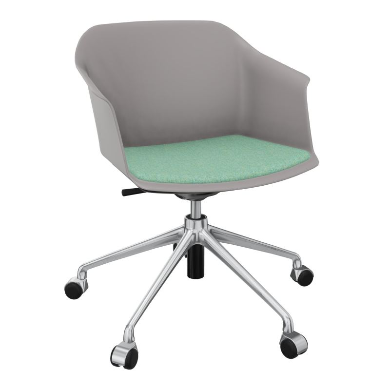 SCOTT FAUTEUIL+PLACET TISSU 5 BRANCHES ROULETTES COQUE POLYPRO OZ SQ DF