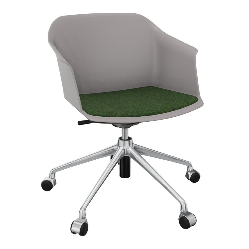SCOTT FAUTEUIL+PLACET TISSU 5 BRANCHES ROULETTES COQUE POLYPRO OZ SQ DG