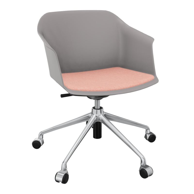 SCOTT FAUTEUIL+PLACET TISSU 5 BRANCHES ROULETTES COQUE POLYPRO OZ SQ DH