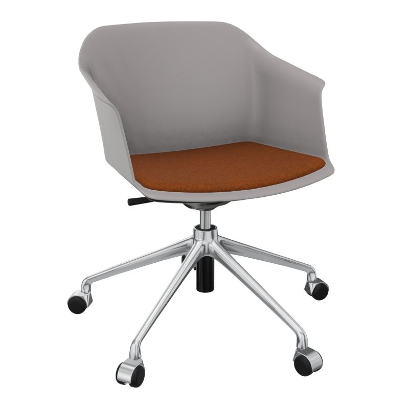 SCOTT FAUTEUIL+PLACET TISSU 5 BRANCHES ROULETTES COQUE POLYPRO OZ SQ DZ