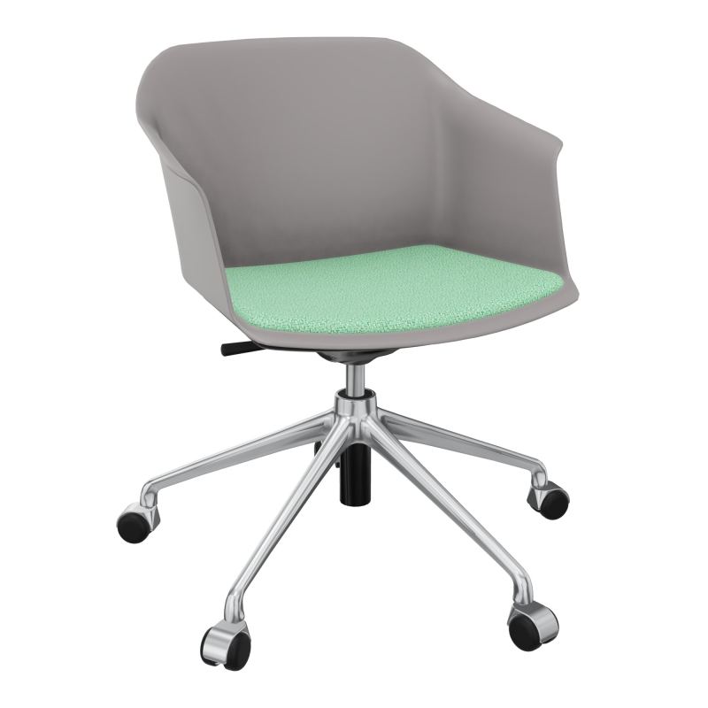 SCOTT FAUTEUIL+PLACET TISSU 5 BRANCHES ROULETTES COQUE POLYPRO OZ SQ E4