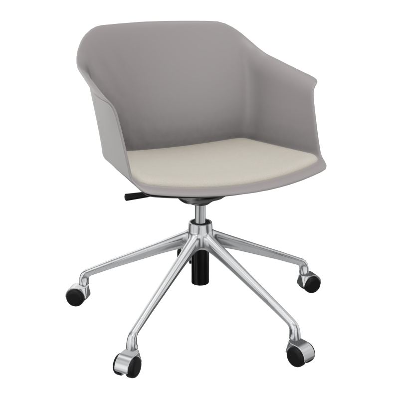 SCOTT FAUTEUIL+PLACET TISSU 5 BRANCHES ROULETTES COQUE POLYPRO OZ SQ E5