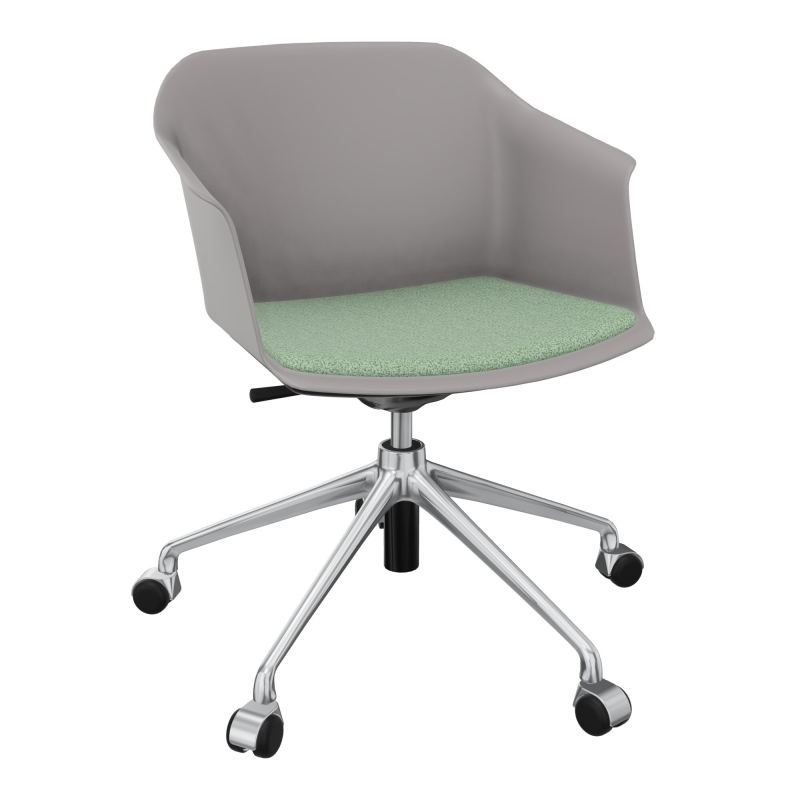 SCOTT FAUTEUIL+PLACET TISSU 5 BRANCHES ROULETTES COQUE POLYPRO OZ SQ E7