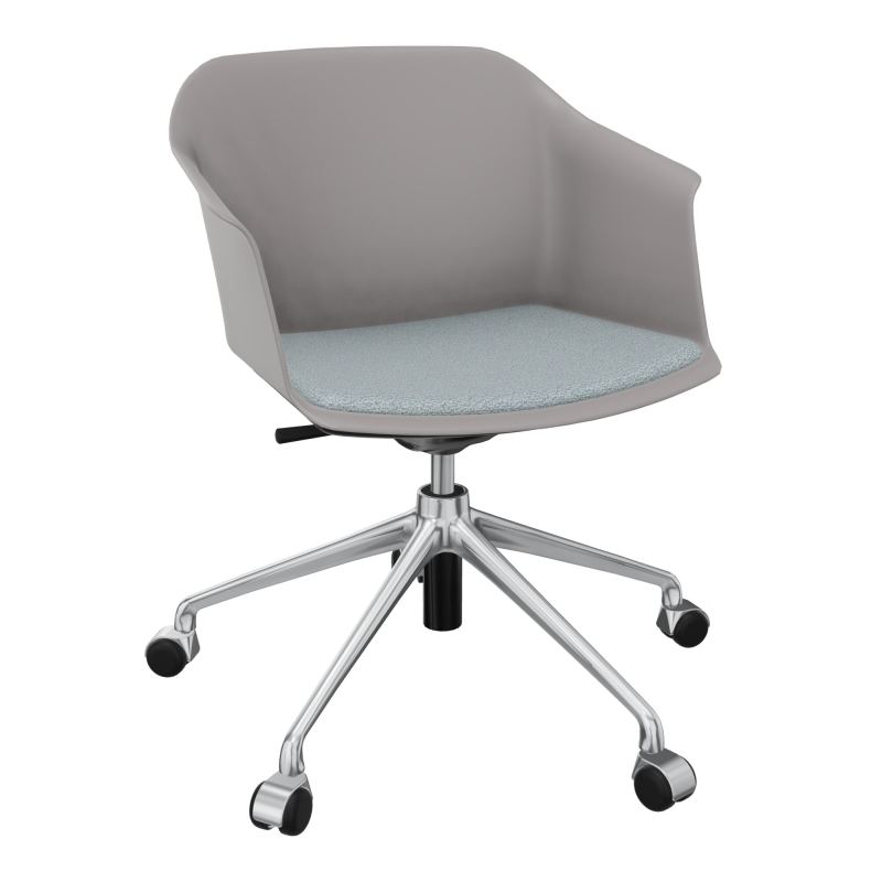 SCOTT FAUTEUIL+PLACET TISSU 5 BRANCHES ROULETTES COQUE POLYPRO OZ SQ KD