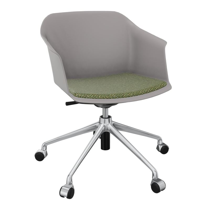 SCOTT FAUTEUIL+PLACET TISSU 5 BRANCHES ROULETTES COQUE POLYPRO    OZ SQ TU