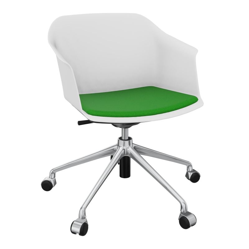 SCOTT FAUTEUIL+PLACET TISSU 5 BRANCHES ROULETTES COQUE POLYPRO