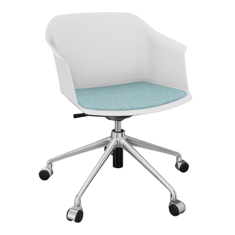 SCOTT FAUTEUIL+PLACET TISSU 5 BRANCHES ROULETTES COQUE POLYPRO