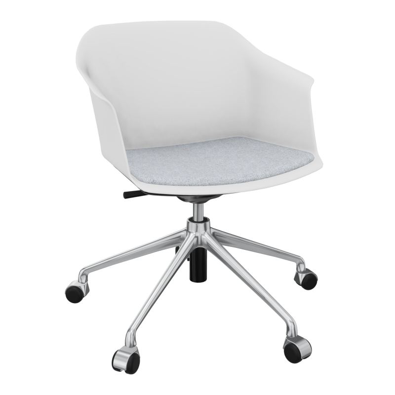 SCOTT FAUTEUIL+PLACET TISSU 5 BRANCHES ROULETTES COQUE POLYPRO