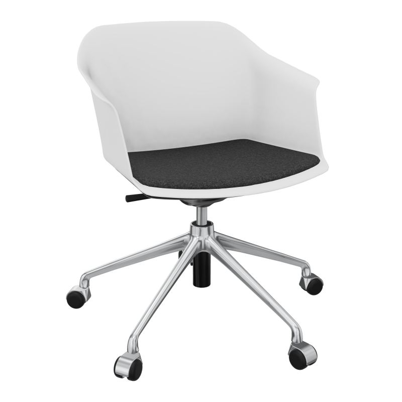 SCOTT FAUTEUIL+PLACET TISSU 5 BRANCHES ROULETTES COQUE POLYPRO