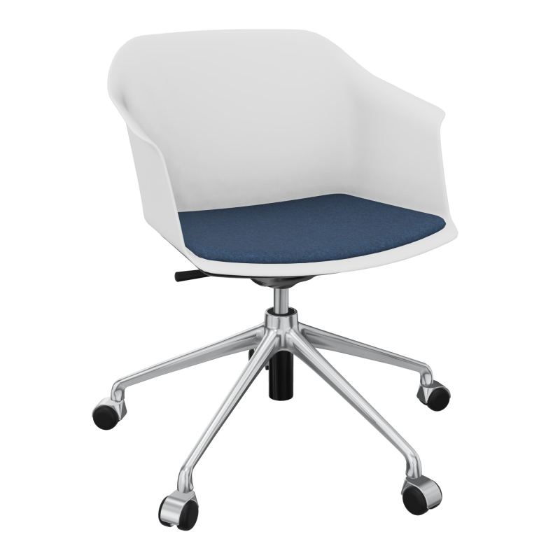 SCOTT FAUTEUIL+PLACET TISSU 5 BRANCHES ROULETTES COQUE POLYPRO