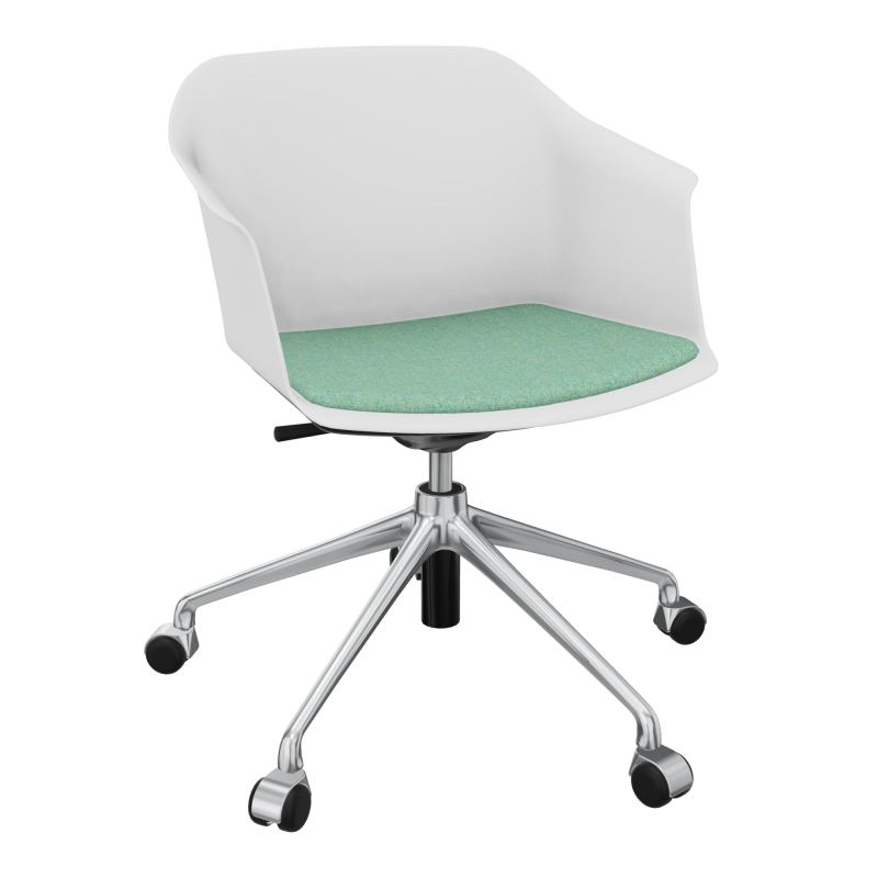 SCOTT FAUTEUIL+PLACET TISSU 5 BRANCHES ROULETTES COQUE POLYPRO