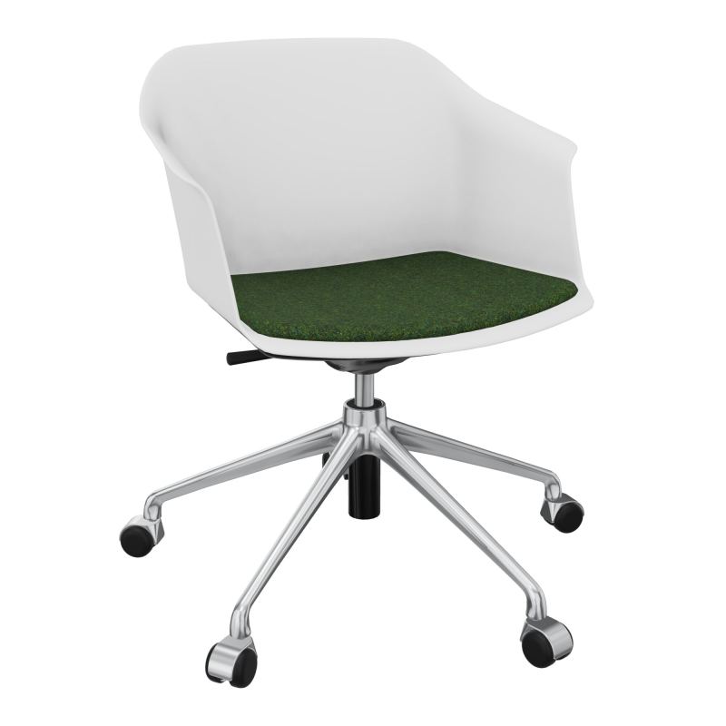 SCOTT FAUTEUIL+PLACET TISSU 5 BRANCHES ROULETTES COQUE POLYPRO