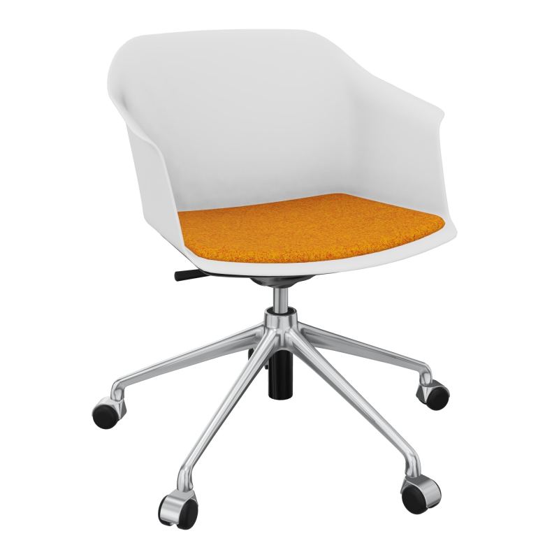 SCOTT FAUTEUIL+PLACET TISSU 5 BRANCHES ROULETTES COQUE POLYPRO