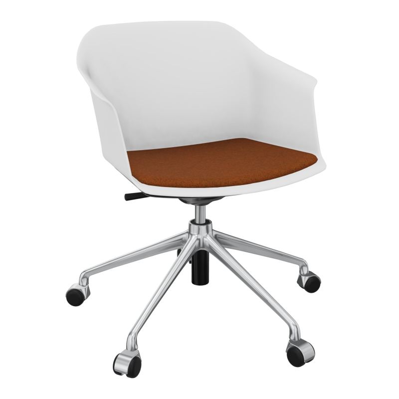 SCOTT FAUTEUIL+PLACET TISSU 5 BRANCHES ROULETTES COQUE POLYPRO
