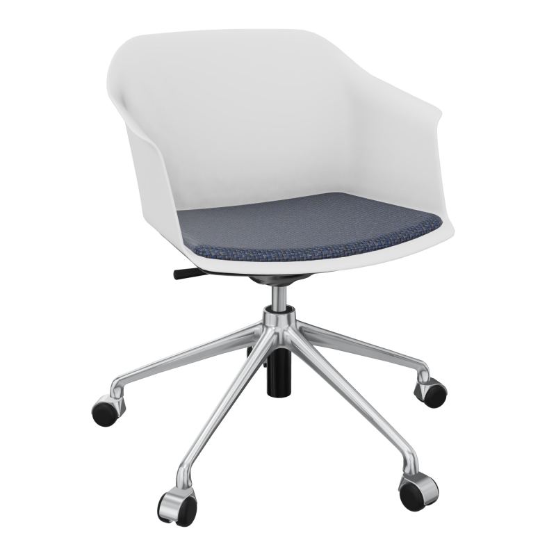 SCOTT FAUTEUIL+PLACET TISSU 5 BRANCHES ROULETTES COQUE POLYPRO    PB SQ T5