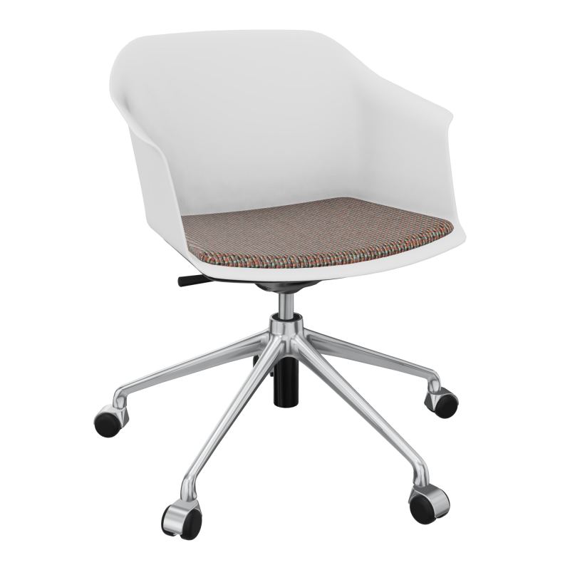 SCOTT FAUTEUIL+PLACET TISSU 5 BRANCHES ROULETTES COQUE POLYPRO    PB SQ T6